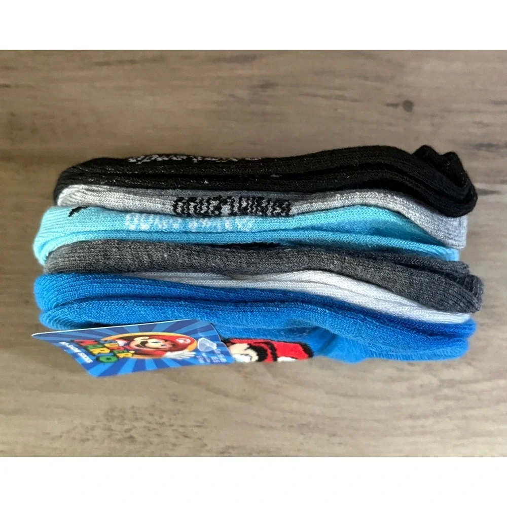 NEW Nintendo Super Mario No-Show Socks Kids XS/S Multicolor 6-Pair Pack